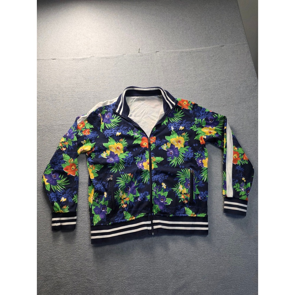 Polo Ralph‎ Lauren Performance Floral Track Jacket Navy Blue Tropical Womens XL